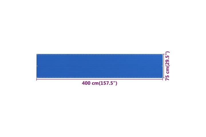 Parvekkeen suoja sininen 75x400 cm HDPE - Sininen - Parvekesuoja