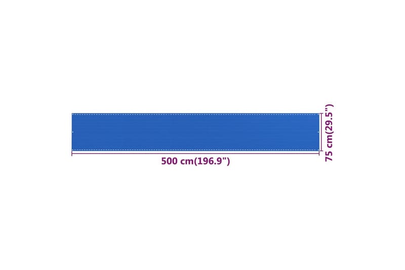 Parvekkeen suoja sininen 75x500 cm HDPE - Sininen - Puutarhakalusteet - Parveke - Turvallisuus & parvekkeen tuulisuoja - Parvekesuoja
