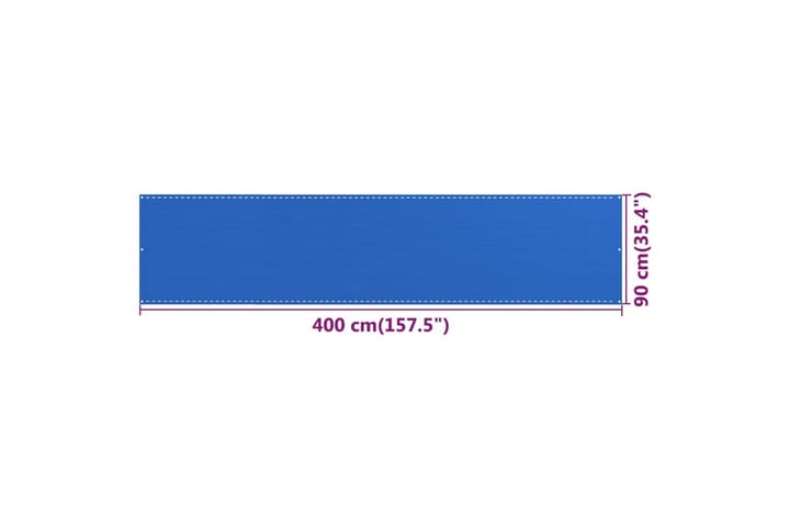 Parvekkeen suoja sininen 90x400 cm HDPE - Sininen - Parvekesuoja