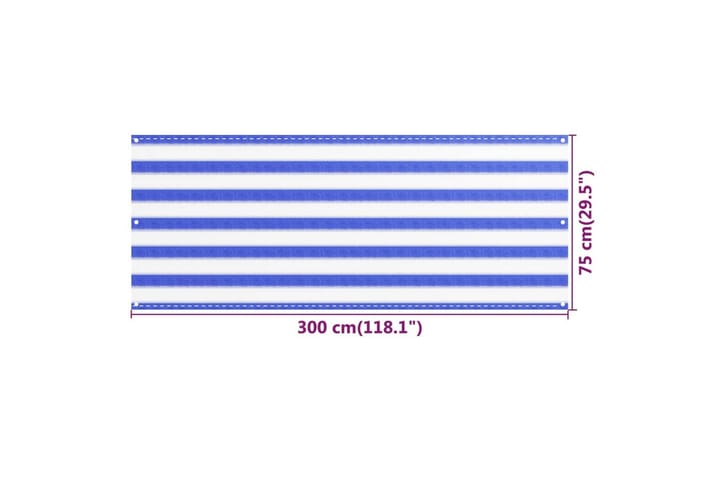 Parvekkeen suoja sininen ja valkoinen 75x300 cm HDPE - Monivärinen - Parvekesuoja