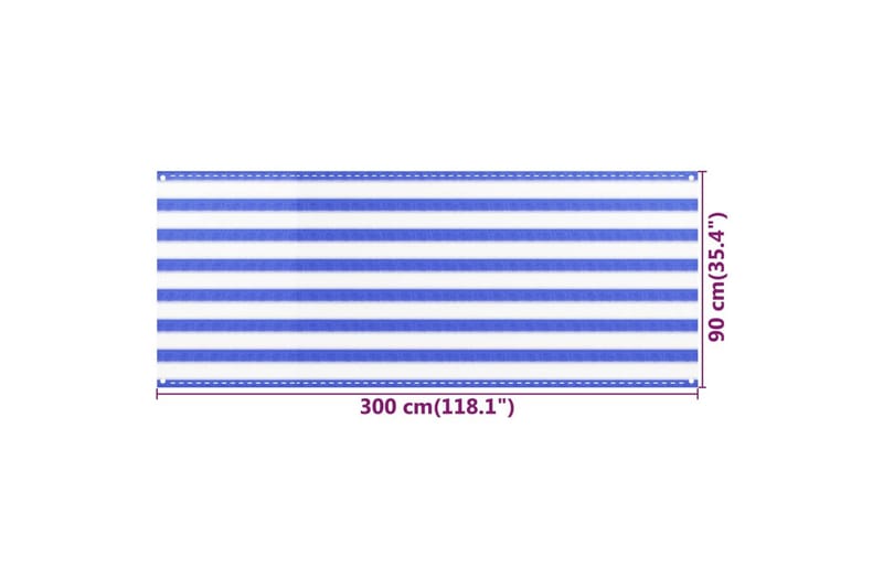 Parvekkeen suoja sininen ja valkoinen 90x300 cm HDPE - Monivärinen - Parvekesuoja