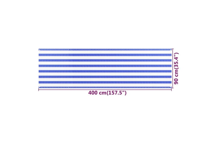 Parvekkeen suoja sininen ja valkoinen 90x400 cm HDPE - Monivärinen - Parvekesuoja