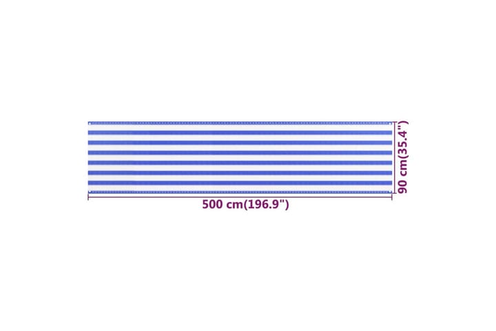 Parvekkeen suoja sininen ja valkoinen 90x500 cm HDPE - Monivärinen - Parvekesuoja