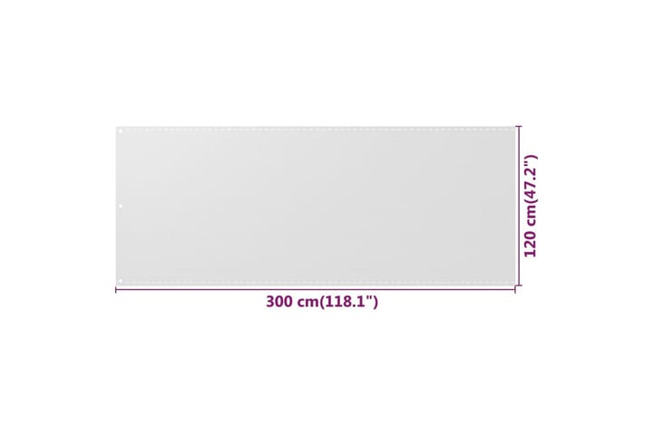 Parvekkeen suoja valkoinen 120x300 cm HDPE - Valkoinen - Parvekesuoja