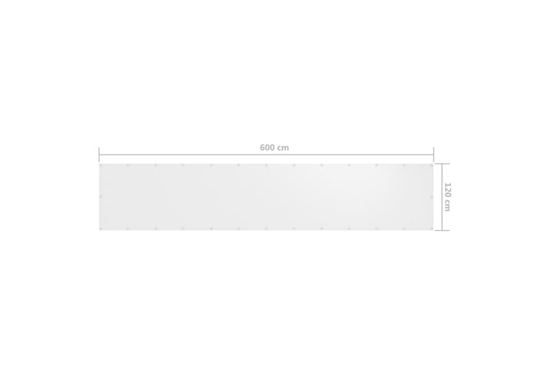 Parvekkeen suoja valkoinen 120x600 cm Oxford kangas - Valkoinen - Puutarhakalusteet - Parveke - Turvallisuus & parvekkeen tuulisuoja - Parvekesuoja