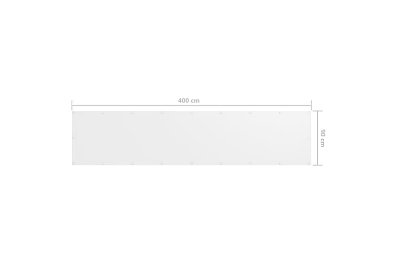 Parvekkeen suoja valkoinen 90x400 cm Oxford kangas - Valkoinen - Puutarhakalusteet - Parveke - Turvallisuus & parvekkeen tuulisuoja - Parvekesuoja