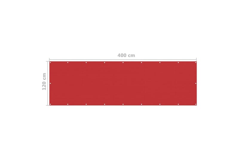 Parvekkeen suoja punainen 120x400 cm HDPE - Punainen - Puutarhakalusteet - Parveke - Turvallisuus & parvekkeen tuulisuoja - Parvekesuoja