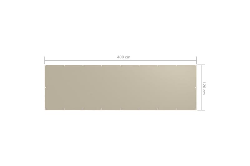 Parvekkeen suoja beige 120x400 cm Oxford kangas - Beige - Puutarhakalusteet - Parveke - Turvallisuus & parvekkeen tuulisuoja - Parvekesuoja
