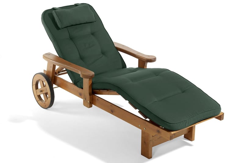 Woodline Solsängsdyna med nackkudde Fritab Grön - Puutarhakalusteet - Pehmusteet - Aurinkosängyn pehmusteet