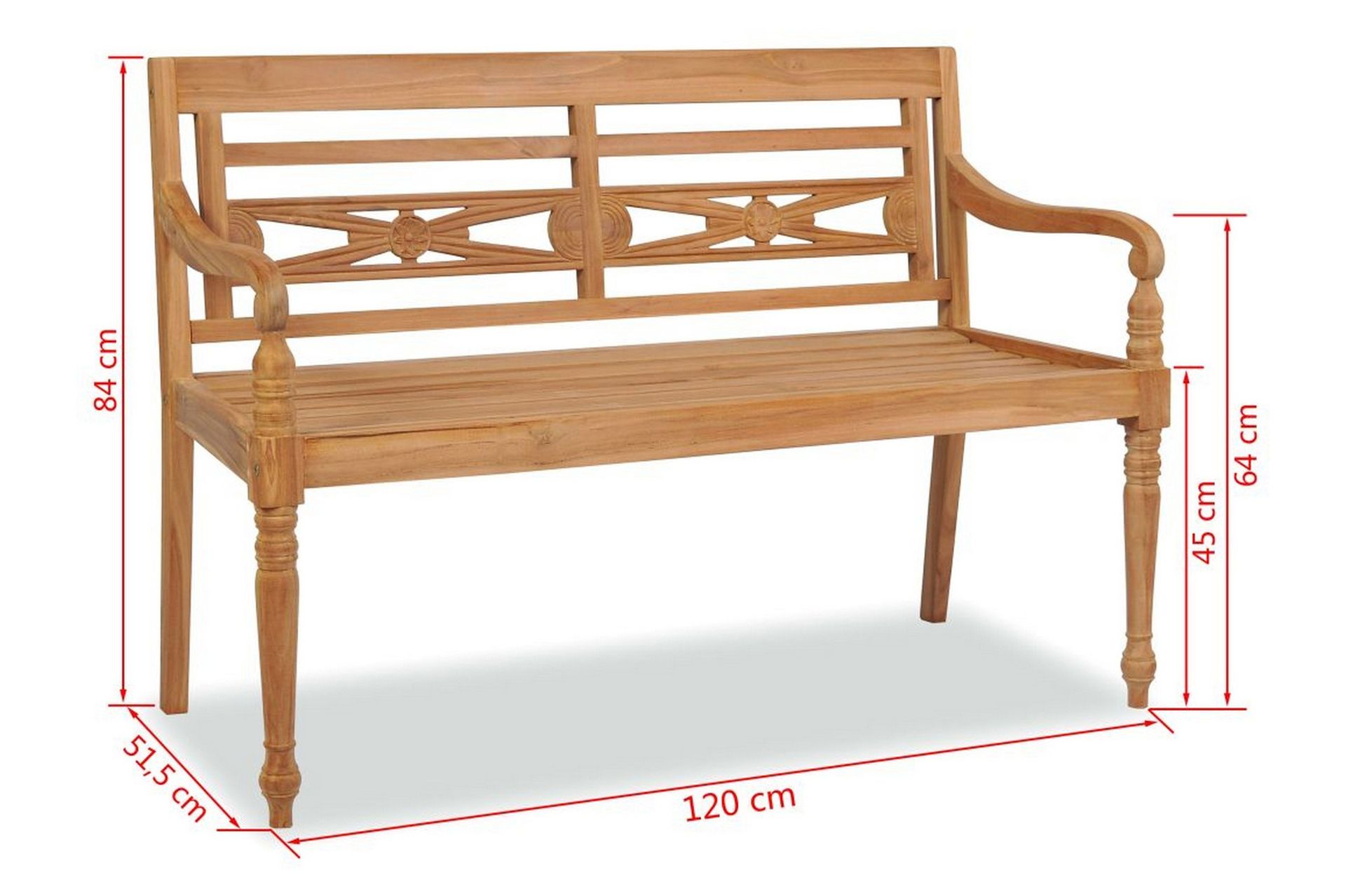 Batavia-penkki 120 cm tiikki - Ruskea - Puutarhakalusteet - Pehmusteet - Istuintyyny ulos