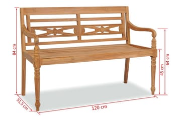 Batavia-penkki 120 cm tiikki - Ruskea - Puutarhakalusteet - Pehmusteet - Istuintyyny ulos