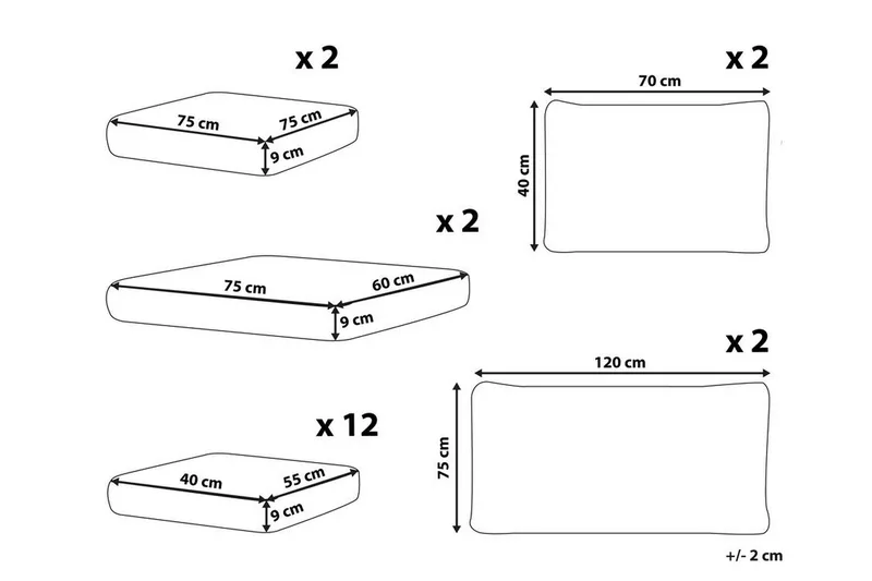 Pehmusteen päällinen Melantha 75x120 cm - Kermanvalkoinen - Puutarhakalusteet - Terassiryhmät - Päälliset