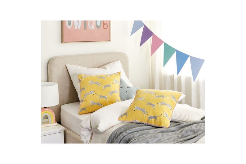 Koristetyynyt Arales 2 kpl Keltainen/Valkoinen/Musta/Ruusu, Neliö - Keltainen/Valkoinen/Musta/Ruusu, Neliö - Kodintekstiilit & matot - Tyyny & torkkupeitto - Ulkotyyny