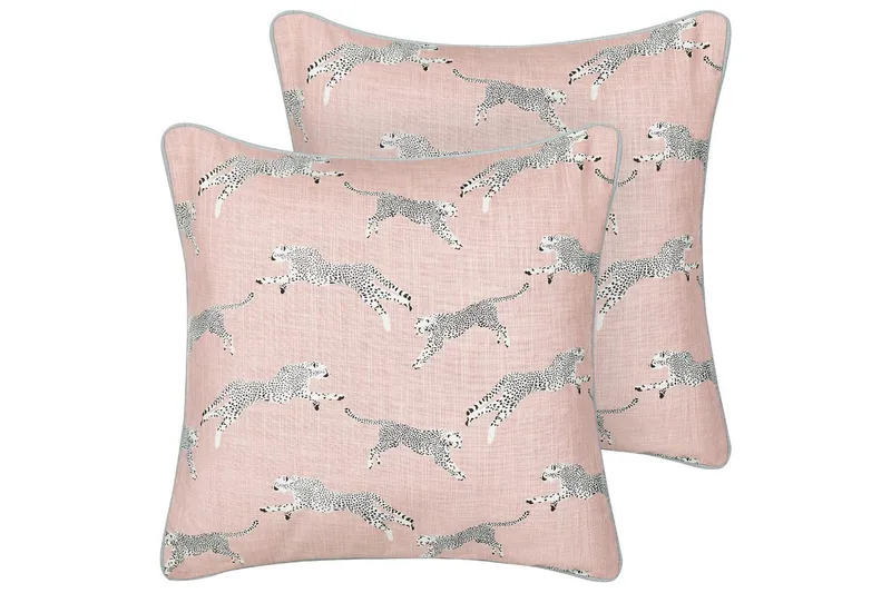 Koristetyynyt Arales 2 kpl Vaaleanpunainen/valkoinen/musta/harmaa, Neliö, Vaaleanpunainen/valkoinen/musta/harmaa, Neliö