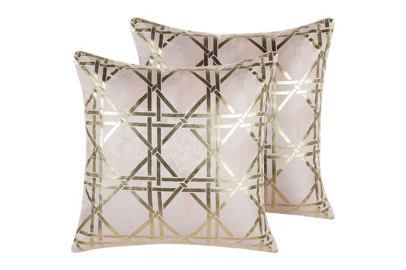 Koristetyynyt Cassia, 2 kpl Vaaleanpunainen/kulta, Vaaleanpunainen/kulta