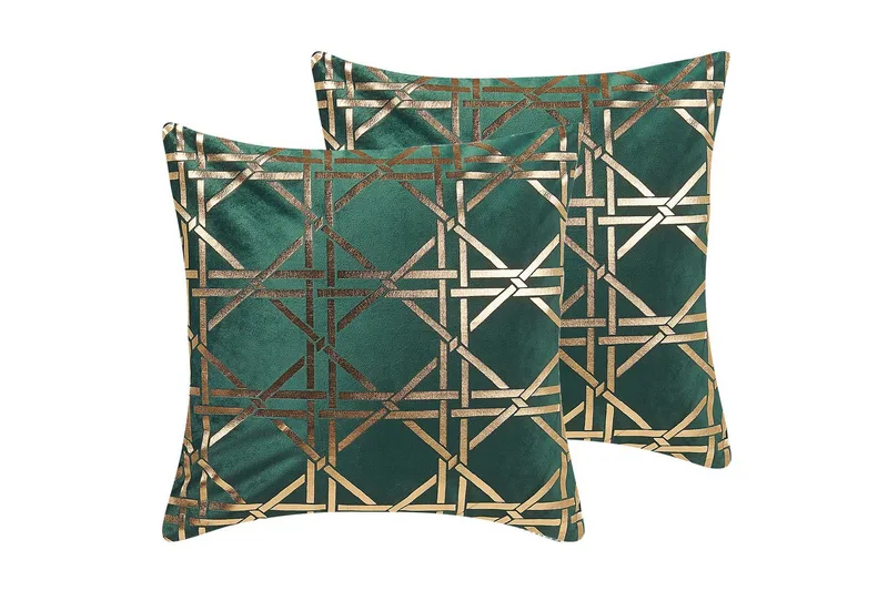 Koristetyynyt Cassia, 2 kpl Vihreä/Kulta, Vihreä/Kulta