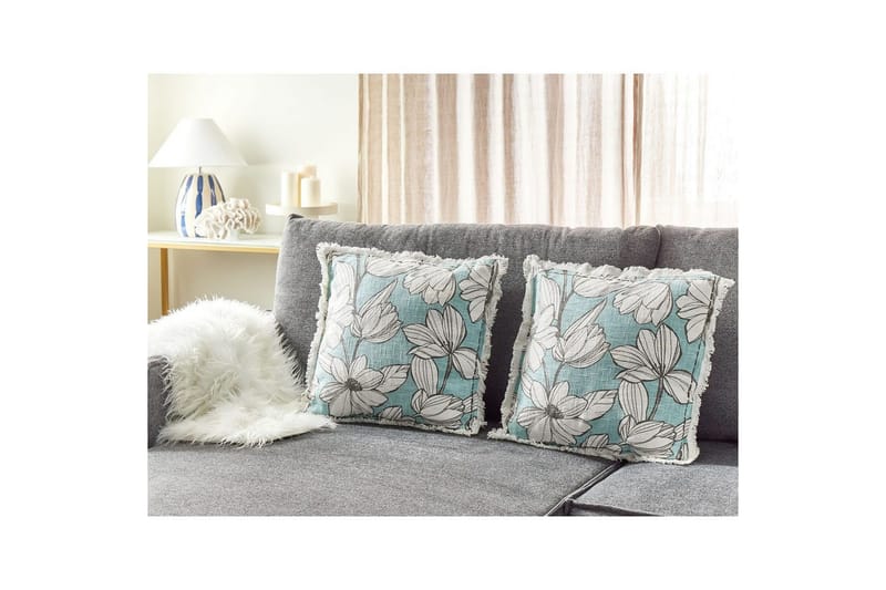 Koristetyynyt Cyanotis sarja, 2 kpl Valkoinen/Sininen - Valkoinen/Sininen - Kodintekstiilit & matot - Tyyny & torkkupeitto - Ulkotyyny