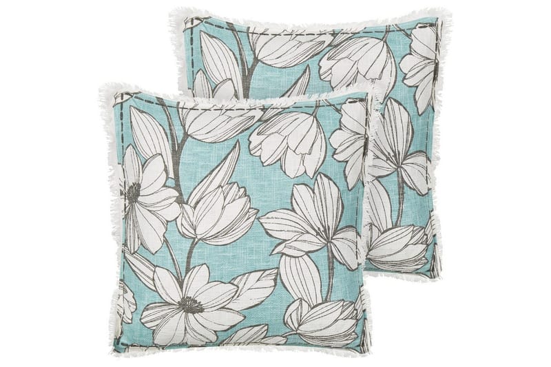 Koristetyynyt Cyanotis sarja, 2 kpl Valkoinen/Sininen, Valkoinen/Sininen