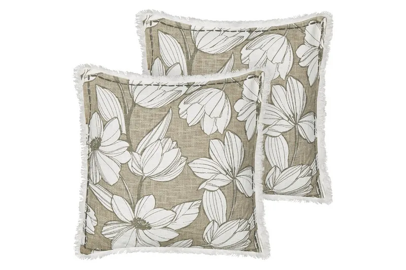 Koristetyynyt Cyanotis sarja, 2 kpl Valkoinen/Vihreä - Valkoinen/Vihreä - Kodintekstiilit & matot - Tyyny & torkkupeitto - Ulkotyyny