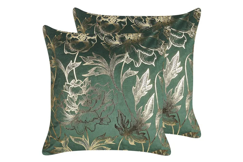 Koristetyynyt Daffodil sarja, 2 kpl Vihreä/Kulta, Vihreä/Kulta