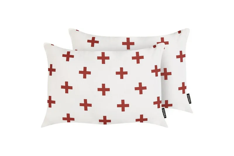 Koristetyynyt Velleia 2 kpl Valkoinen/Punainen, Valkoinen/Punainen