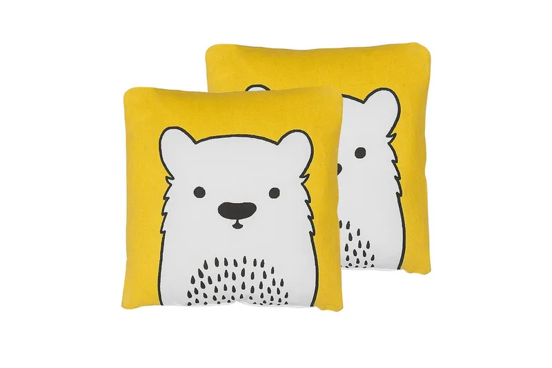 Koristetyynyt Waranasi sarja 2 Keltainen/Valkoinen/Musta, Keltainen/Valkoinen/Musta