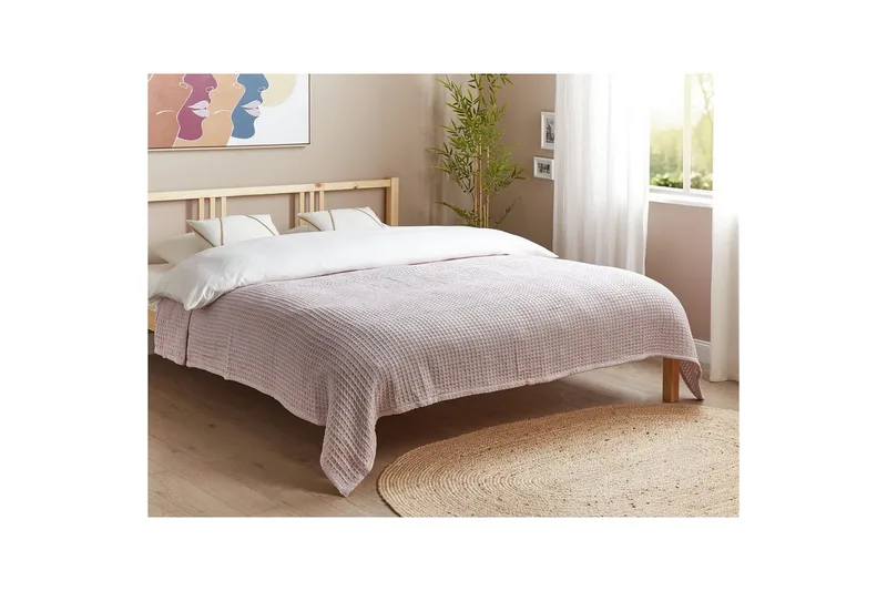 Sängynpeite Chagyl Vaaleanpunainen, 200x220 cm - Vaaleanpunainen, 200x220 cm - Kodintekstiilit & matot - Vuodevaatteet - Päiväpeitto - Yhden hengen sängyn päiväpeitto