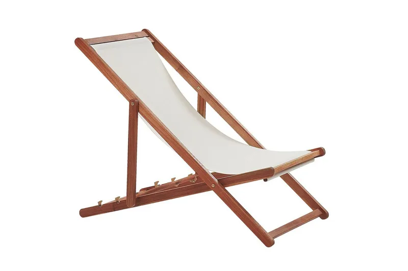 2 kappaletta aurinkotuoleja Anzio - tumma puu/off-white/appelsiinikuvio - Puutarhakalusteet - Puutarhatuoli - Aurinkotuoli