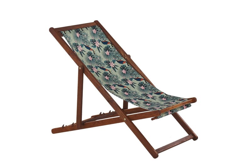 2 kappaletta aurinkotuoleja Anzio - tumma puu/off-white pelikaanikuvio - Puutarhakalusteet - Puutarhatuoli - Aurinkotuoli