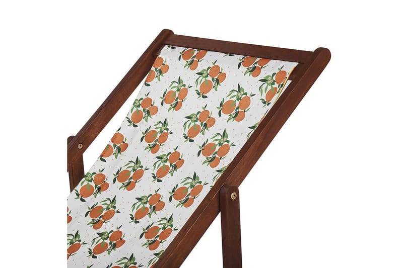 2 kappaletta aurinkotuoleja Anzio - tumma puu/off-white/appelsiinikuvio - Puutarhakalusteet - Puutarhatuoli - Aurinkotuoli