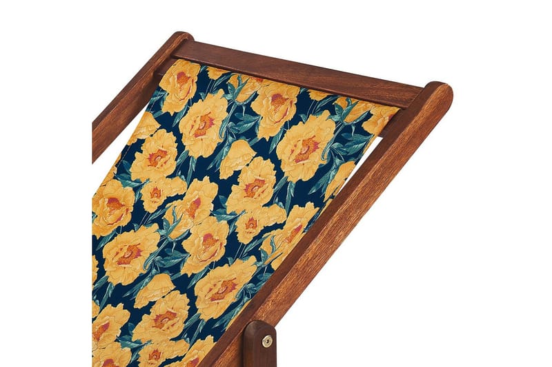 2 kappaletta aurinkotuoleja Anzio - tumma puu/off-white/keltainen kukkakuvio - Puutarhakalusteet - Puutarhatuoli - Aurinkotuoli