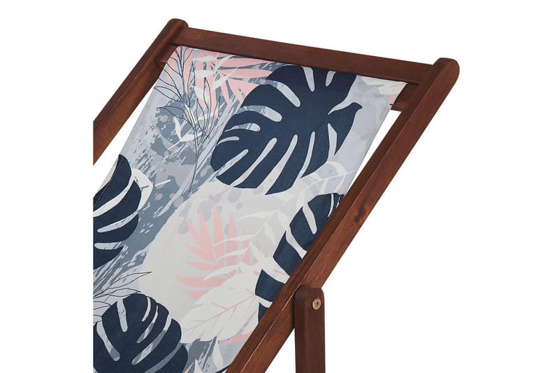 2 kappaletta aurinkotuoleja Anzio - tumma puu/off-white/sininen palmulehtikuvio - Puutarhakalusteet - Puutarhatuoli - Aurinkotuoli