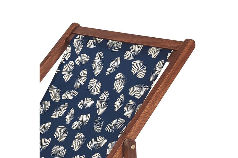 2 kappaletta aurinkotuoleja Anzio - tumma puu/off-white/laivastonsininen kukkakuvio - Puutarhakalusteet - Puutarhatuoli - Aurinkotuoli