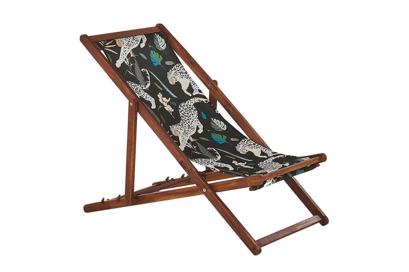 2 kappaletta aurinkotuoleja Anzio - tumma puu/off-white eläinkuvio - Puutarhakalusteet - Puutarhatuoli - Aurinkotuoli