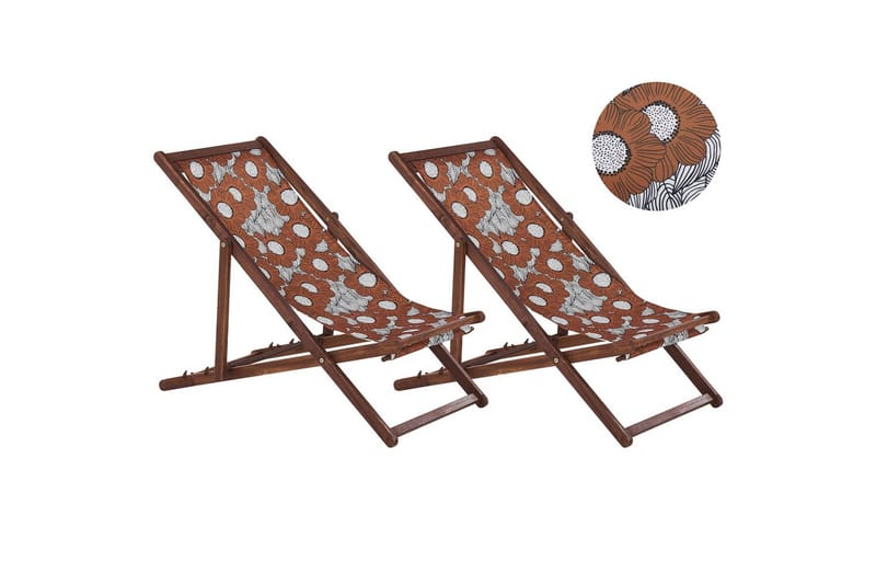 2 kappaletta aurinkotuoleja Anzio, tumma puu/off-white unikkokuvio