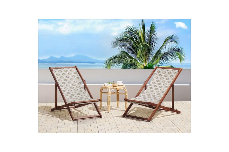 2 kappaletta aurinkotuoleja Anzio - tumma puu/off-white/beige - Puutarhakalusteet - Puutarhatuoli - Aurinkotuoli