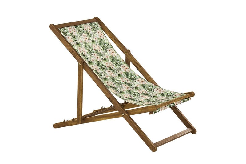 2 kappaletta aurinkotuoleja Anzio - vaalea puu/off-white kukkakuvio - Puutarhakalusteet - Puutarhatuoli - Aurinkotuoli