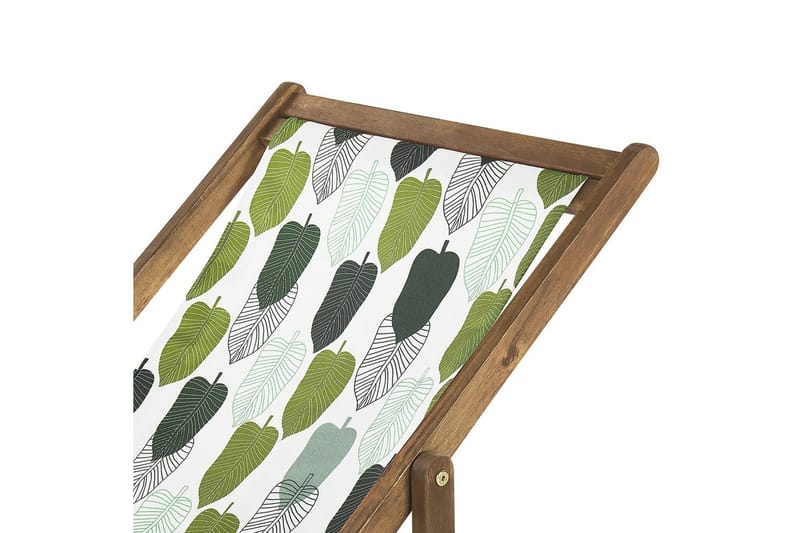 2 kappaletta aurinkotuoleja Anzio - vaalea puu/off-white/vihreät lehtikuviot - Puutarhakalusteet - Puutarhatuoli - Aurinkotuoli
