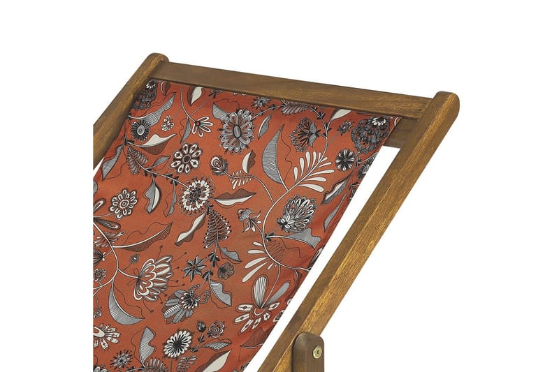 2 kappaletta aurinkotuoleja Anzio - vaalea puu/off-white/punainen kukkakuvio - Puutarhakalusteet - Puutarhatuoli - Aurinkotuoli