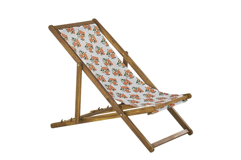 2 kappaletta aurinkotuoleja Anzio - vaalea puu/off-white appelsiinikuvio - Puutarhakalusteet - Puutarhatuoli - Aurinkotuoli