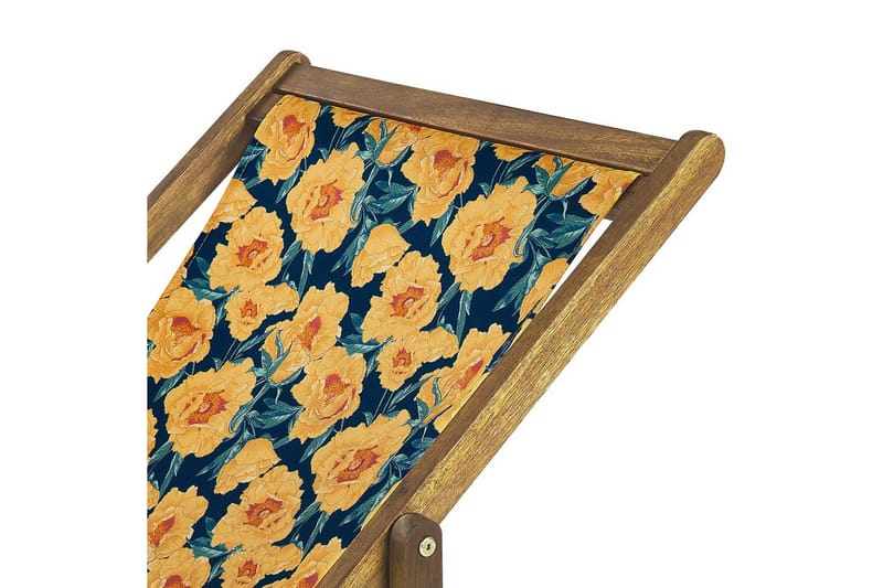 2 kappaletta aurinkotuoleja Anzio - vaalea puu/off-white/keltainen kukallinen kuvio - Puutarhakalusteet - Puutarhatuoli - Aurinkotuoli