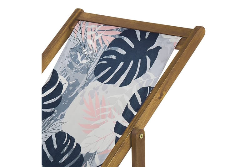 2 kappaletta aurinkotuoleja Anzio - vaalea puu/off-white/siniset palmunlehtikuviot - Puutarhakalusteet - Puutarhatuoli - Aurinkotuoli