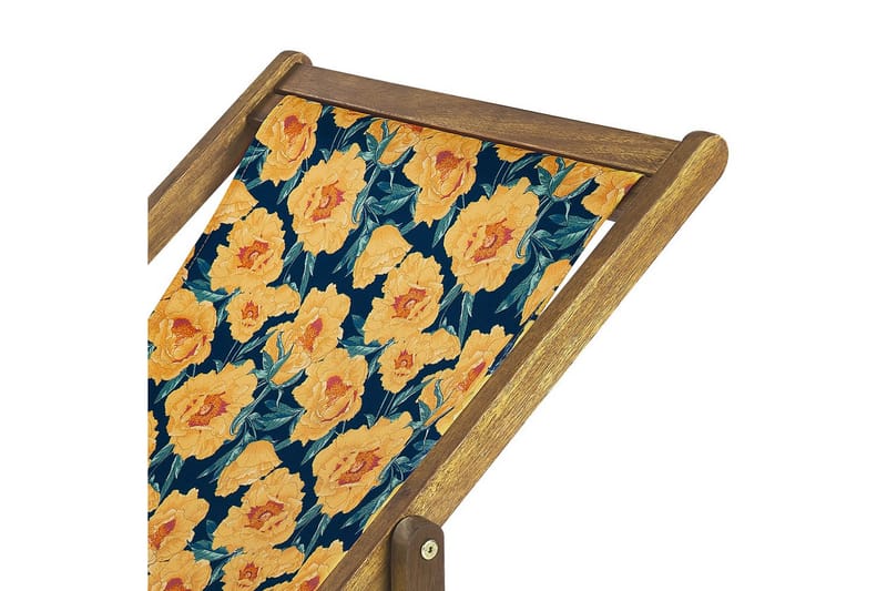 2 kappaletta aurinkotuoleja Anzio - vaalea puu/off-white/keltainen kukallinen kuvio - Puutarhakalusteet - Puutarhatuoli - Aurinkotuoli