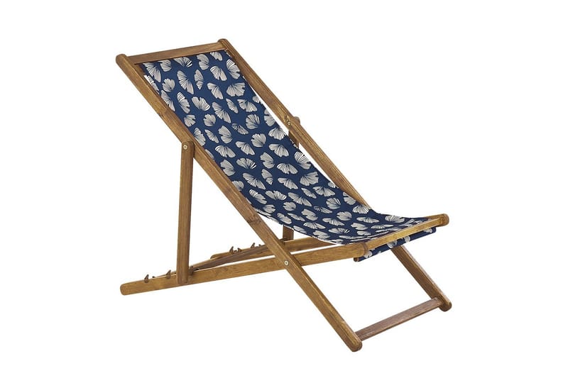 2 kappaletta aurinkotuoleja Anzio - vaalea puu/off-white/tummansininen kukkakuvio - Puutarhakalusteet - Puutarhatuoli - Aurinkotuoli