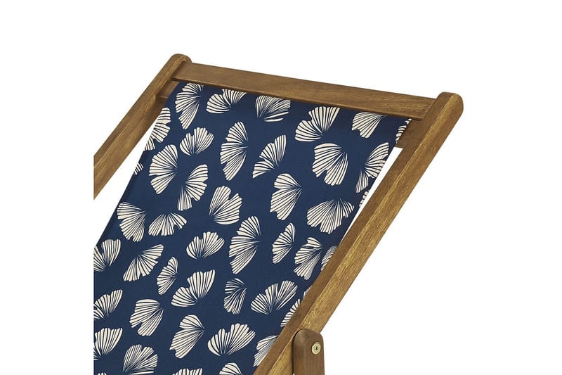 2 kappaletta aurinkotuoleja Anzio - vaalea puu/off-white/tummansininen kukkakuvio - Puutarhakalusteet - Puutarhatuoli - Aurinkotuoli