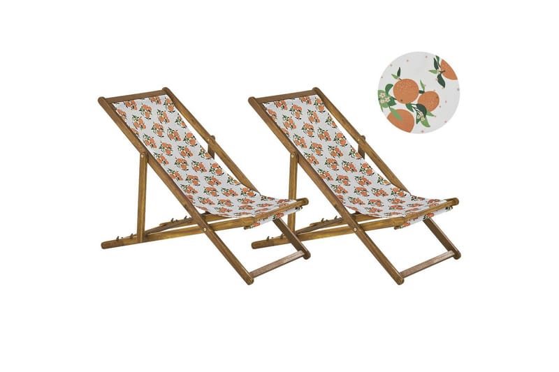 2 kappaletta aurinkotuoleja Anzio, vaalea puu/off-white appelsiinikuvio