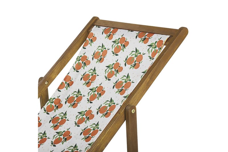 2 kappaletta aurinkotuoleja Anzio - vaalea puu/off-white appelsiinikuvio - Puutarhakalusteet - Puutarhatuoli - Aurinkotuoli
