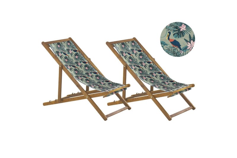 2 kappaletta aurinkotuoleja Anzio, vaalea puu/off-white pelikuviot