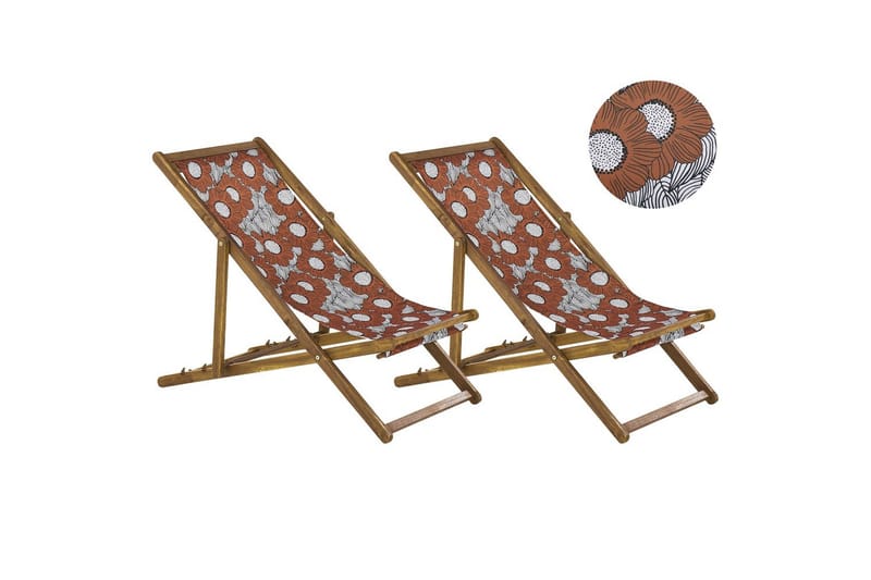 2 kappaletta aurinkotuoleja Anzio, vaalea puu/off-white unikkokuviot