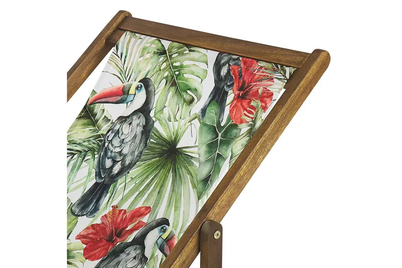 2 kappaletta aurinkotuoleja Anzio - vaalea puu/off-white tukaanikuviot - Puutarhakalusteet - Puutarhatuoli - Aurinkotuoli